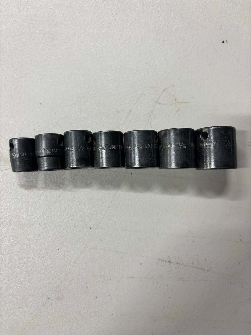 Snap-on 7 Piece Impact Socket Set 8 AE 6 Point Shallow 3/8-3/4 USA